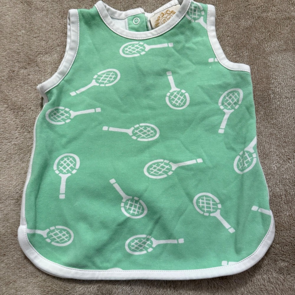 Beaufort Bonnet Company Kids 3T Mint Green Tennis Racket Pima Cotton Tank Top